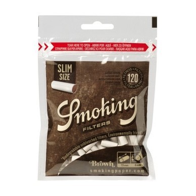 Фильтры для самокруток Smoking - Slim Brown (120 штук, 15x6 мм) купить в Краснодаре