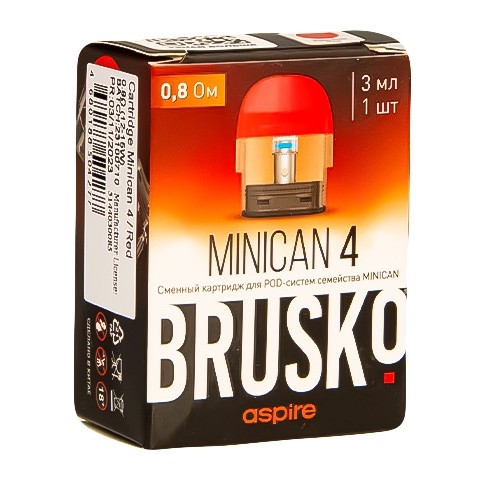 Сменный картридж Brusko - Minican 4 (0.8 Ом, Красный) купить в Краснодаре