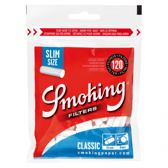 Фильтры для самокруток Smoking - Slim Classic (120 штук, 15x6 мм) купить в Краснодаре