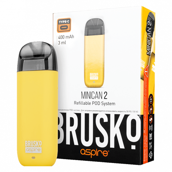 Электронная сигарета Brusko - Minican 2 (400 mAh, Жёлтый) купить в Краснодаре