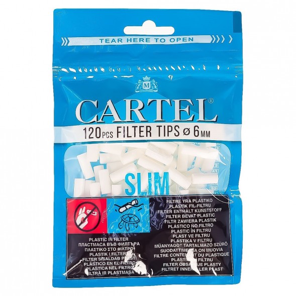Фильтры для самокруток Cartel - Slim (120 штук, 15х6 мм) купить в Краснодаре
