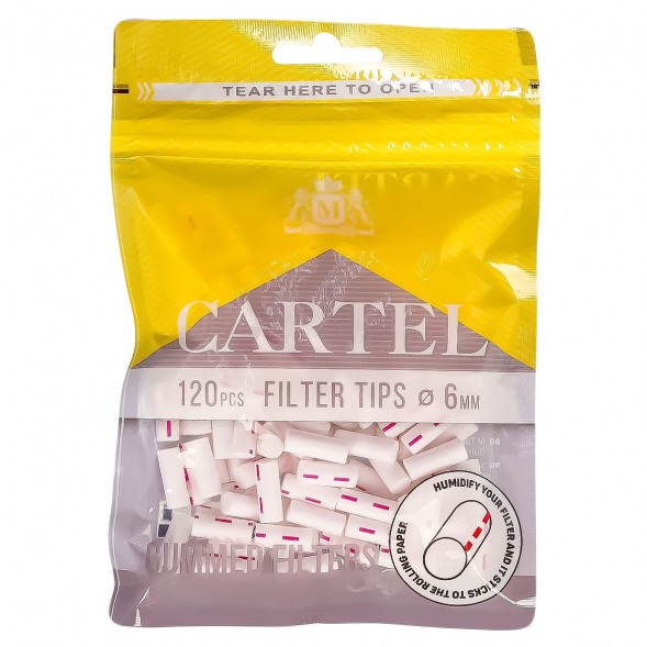 Фильтры для самокруток Cartel - Slim Gummed (120 штук, 15х6 мм) купить в Краснодаре