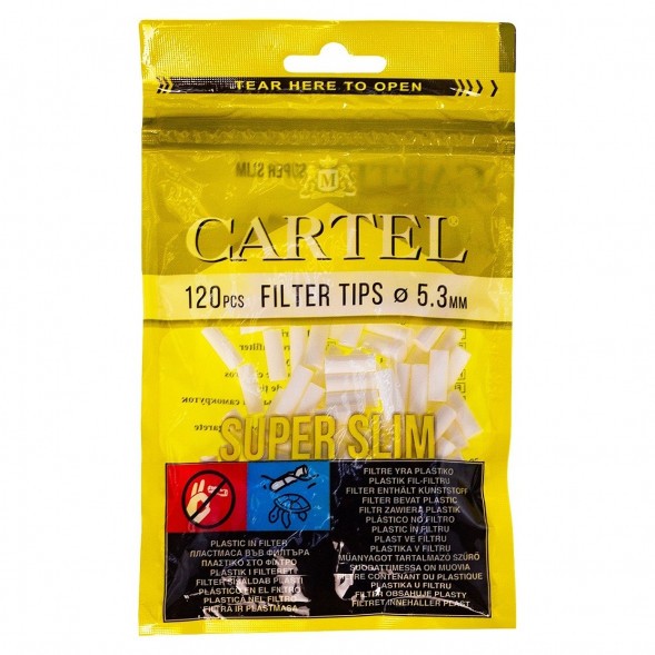 Фильтры для самокруток Cartel - Super Slim (120 штук, 15х5,3 мм) купить в Краснодаре