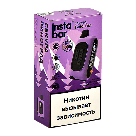 PLONQ INSTABAR WT - Сакура Виноград (Sakura Grape, 10000 затяжек) купить в Краснодаре