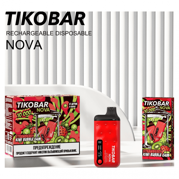 TIKOBAR Nova - Клубника Киви Жвачка (Strawberry Kiwi Bubble Gum, 10000 затяжек) купить в Краснодаре