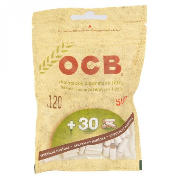 Фильтры для самокруток OCB - Ecologycal Slim Organic (120+30 штук, 15х6 мм) купить в Краснодаре