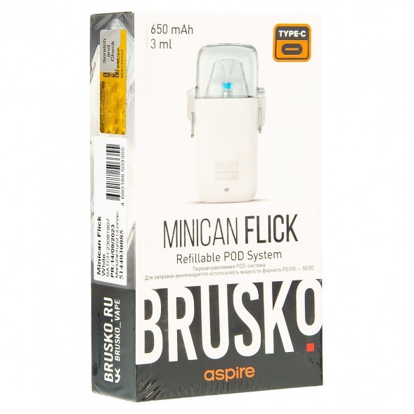 Электронная сигарета Brusko - Minican Flick (Белый) купить в Краснодаре